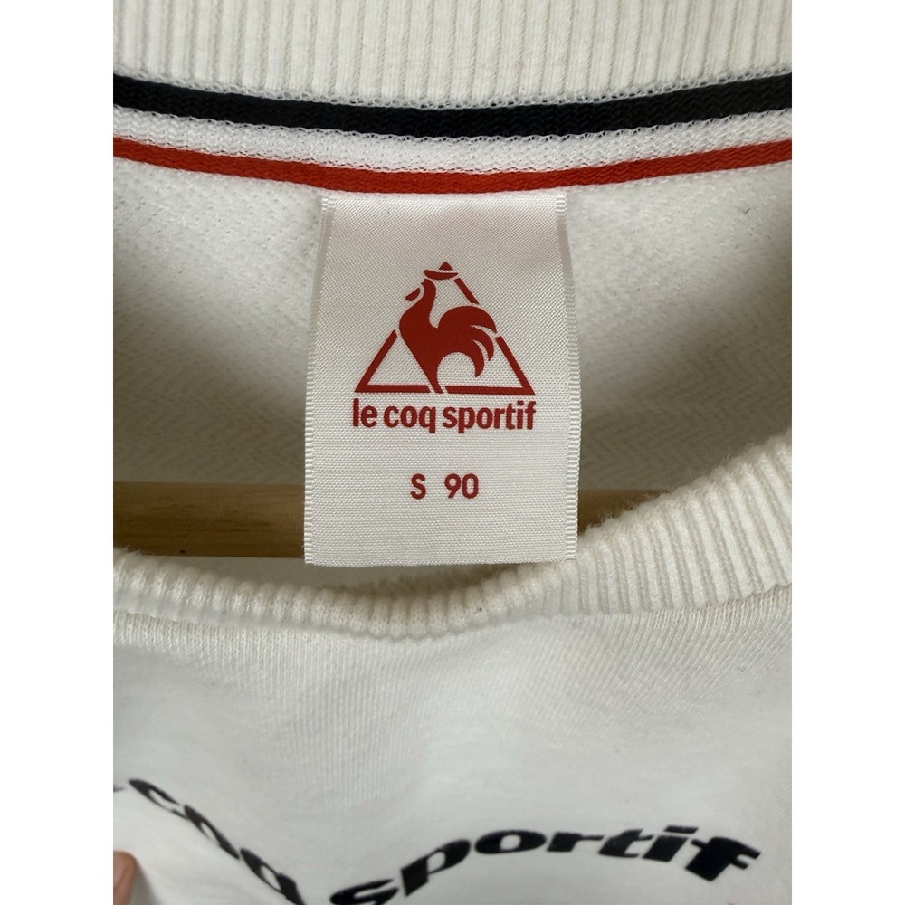 Le Coq Sportif Sweatshirt White Spellout Logo Crewneck Retro Sportswear Mens S - Picture 8 of 9